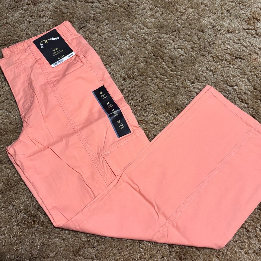 Art Class‎ Girls Coral Pink Cargo Pants Wide Leg Mid Rise Size M 8 NWT